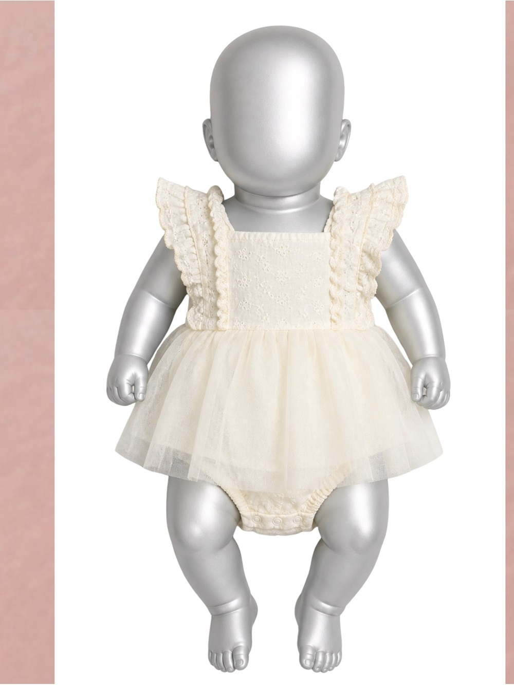 Eco-friendly Snug Brand Cream Lace & Tulle Baby One-Piece Romper Dress